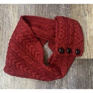 Aran Sweater Market Merino Wool Button Scarf Red Cable Knit Ireland